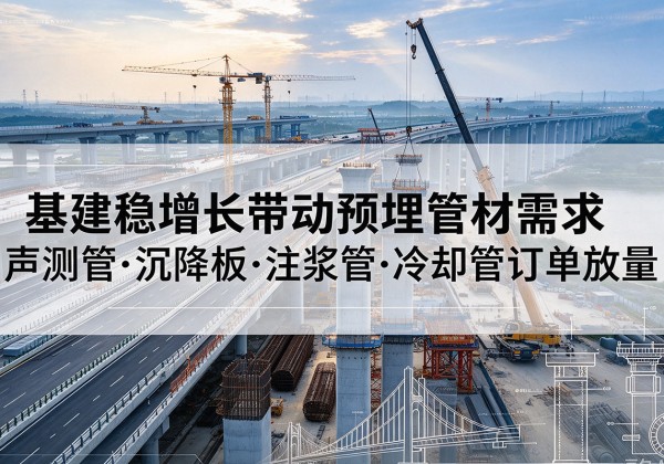 秦淮基建稳增长带动预埋监测管材需求，声测管、沉降板、注浆管订单持续放量